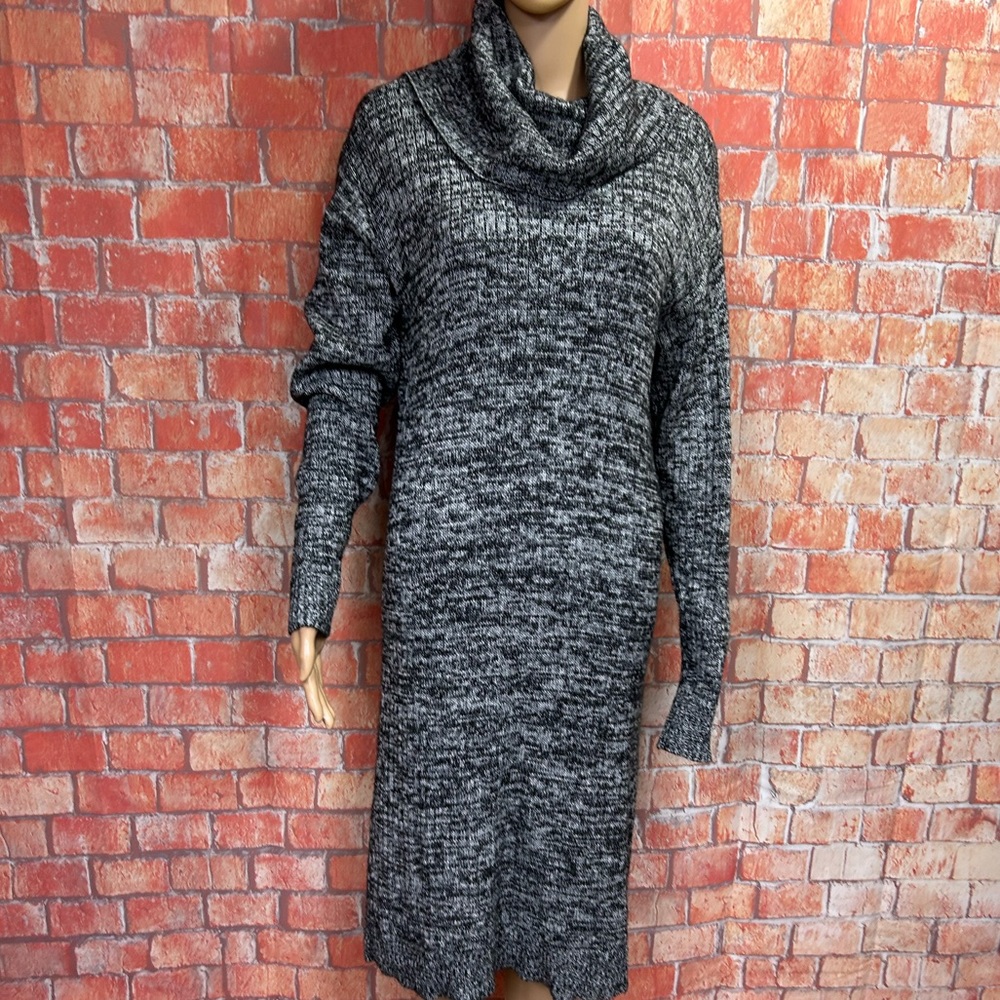 a.n.a. Cowl Ribbed Knit Sweater Dress